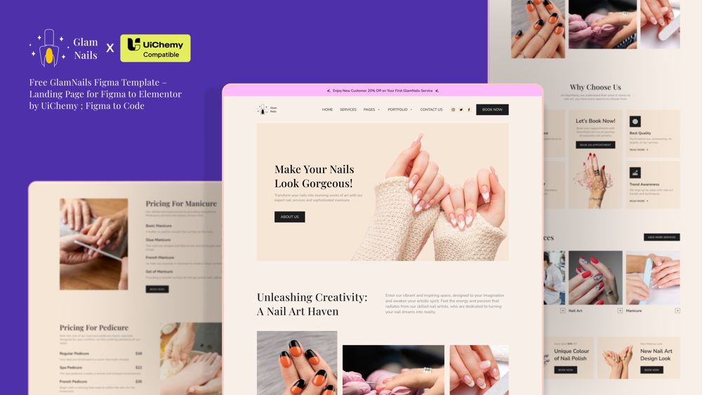 GlamNails Figma template preview